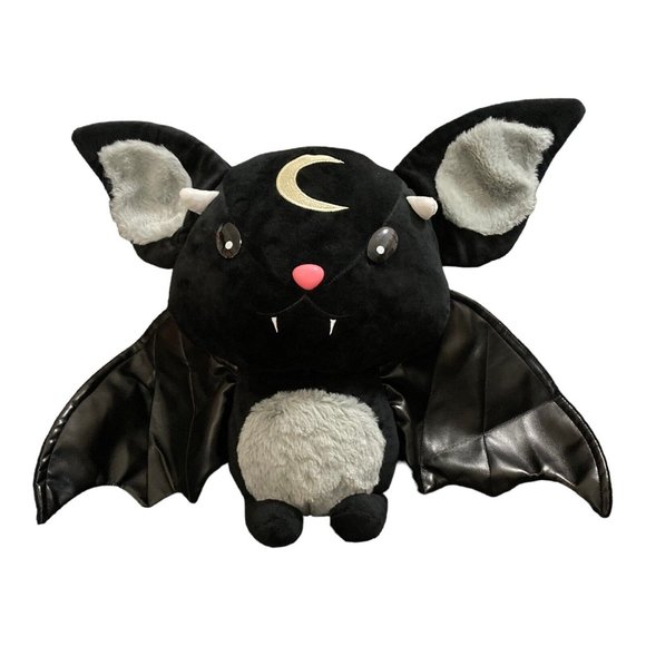 Gothic Vampire Bat Plush Crescent Moon (Dreams Fears) 14 X 24 Black & Gray - Picture 1 of 7